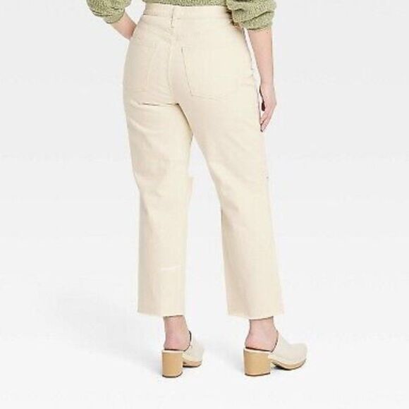 Universal Threads Off-White Vintage Straight Distressed Pants - Picture 3 of 5